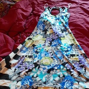 High low multi print dress